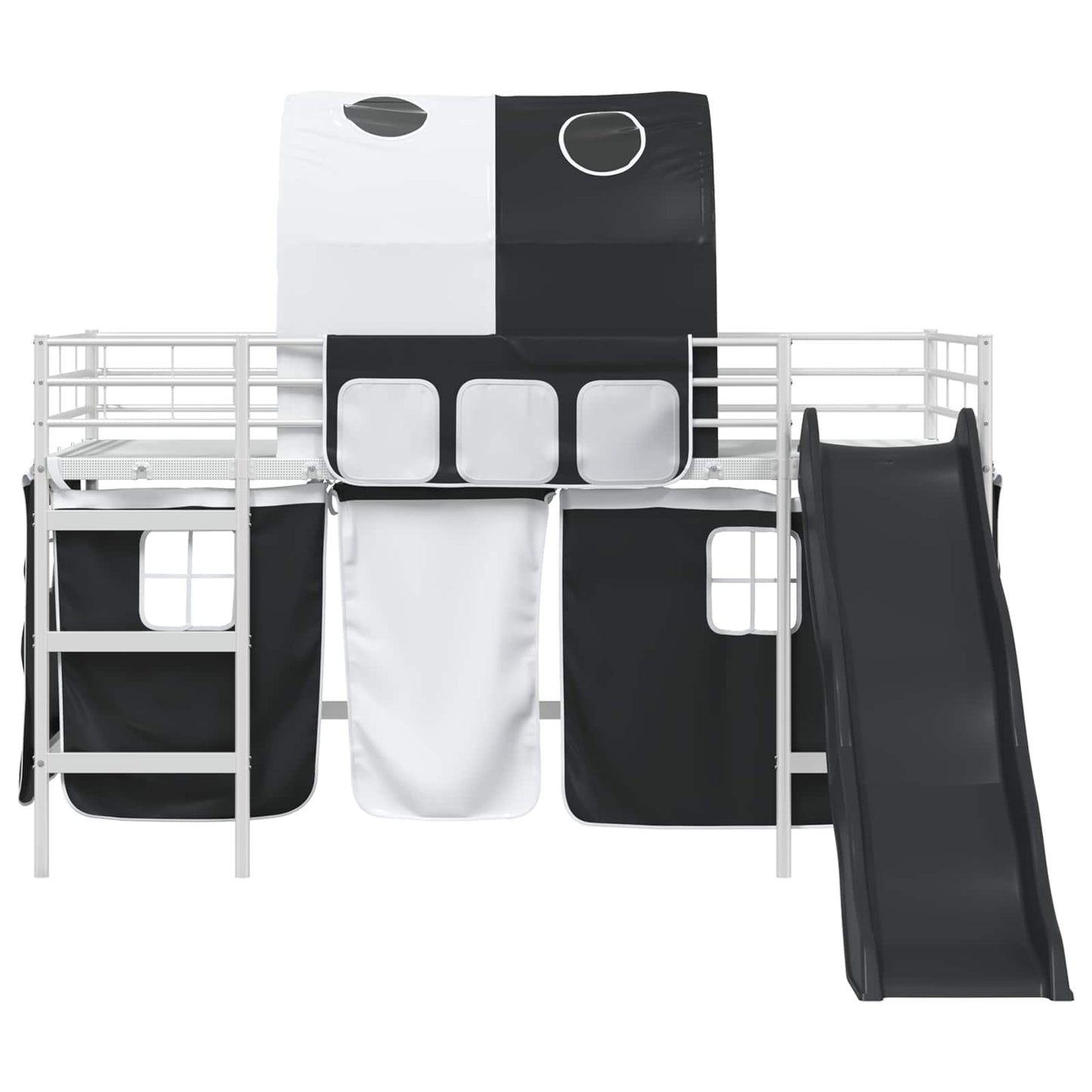 Gyerekek Loft Ágykerete Fehér és fekete 107 x 203 cm Fém