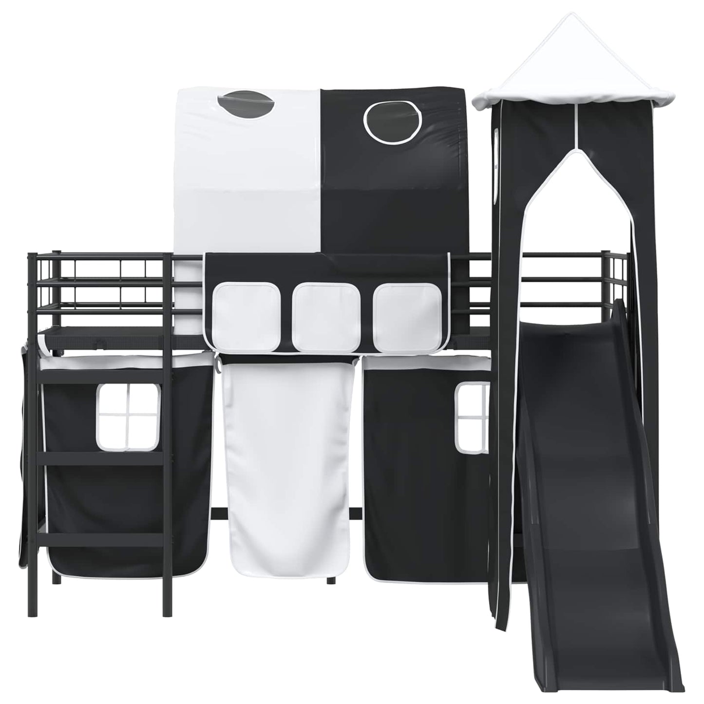 Gyerekek Loft Ágykerete Egyszínű Fekete 75 x 190 cm Fém