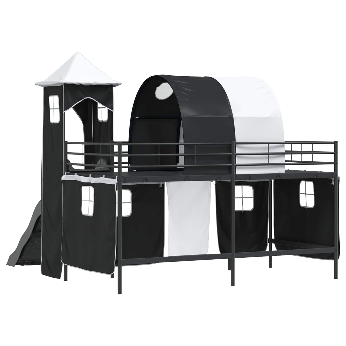 Gyerekek Loft Ágykerete Egyszínű Fekete 90 x 200 cm Fém