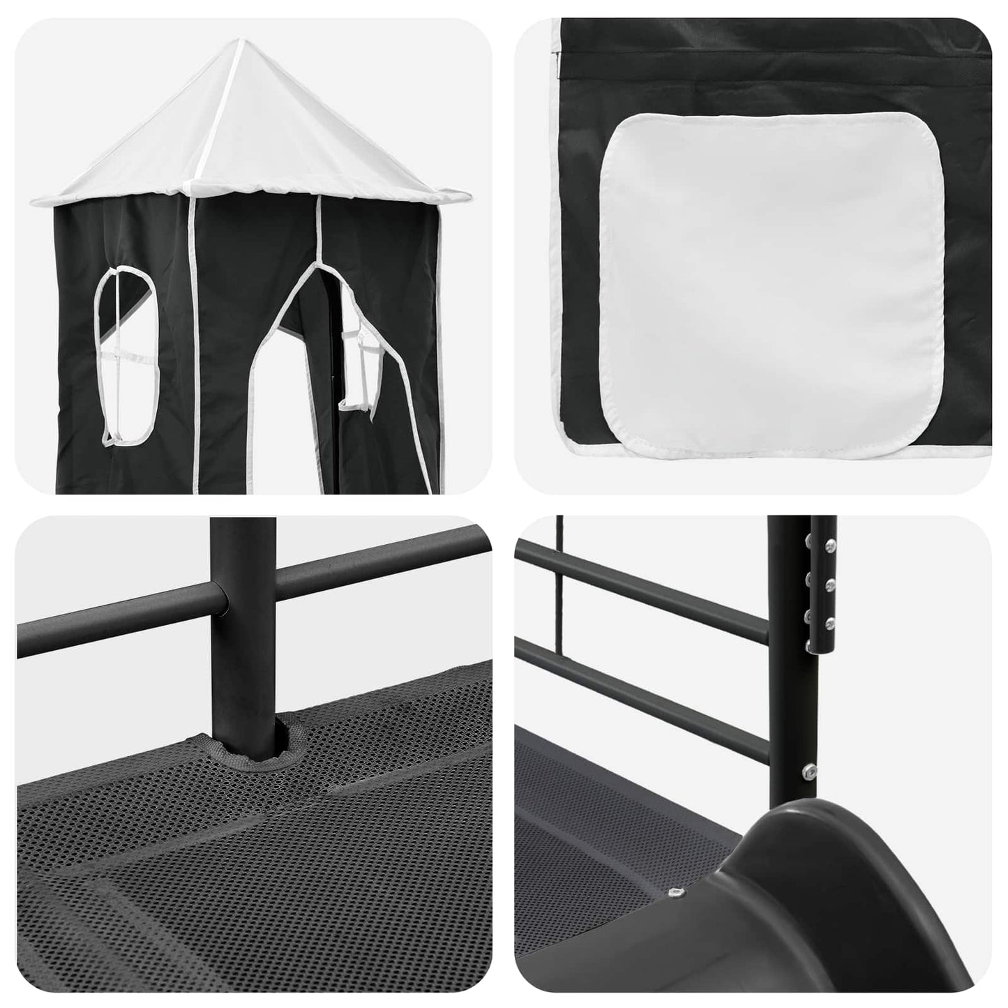 Gyerekek Loft Ágykerete Egyszínű Fekete 107 x 203 cm Fém