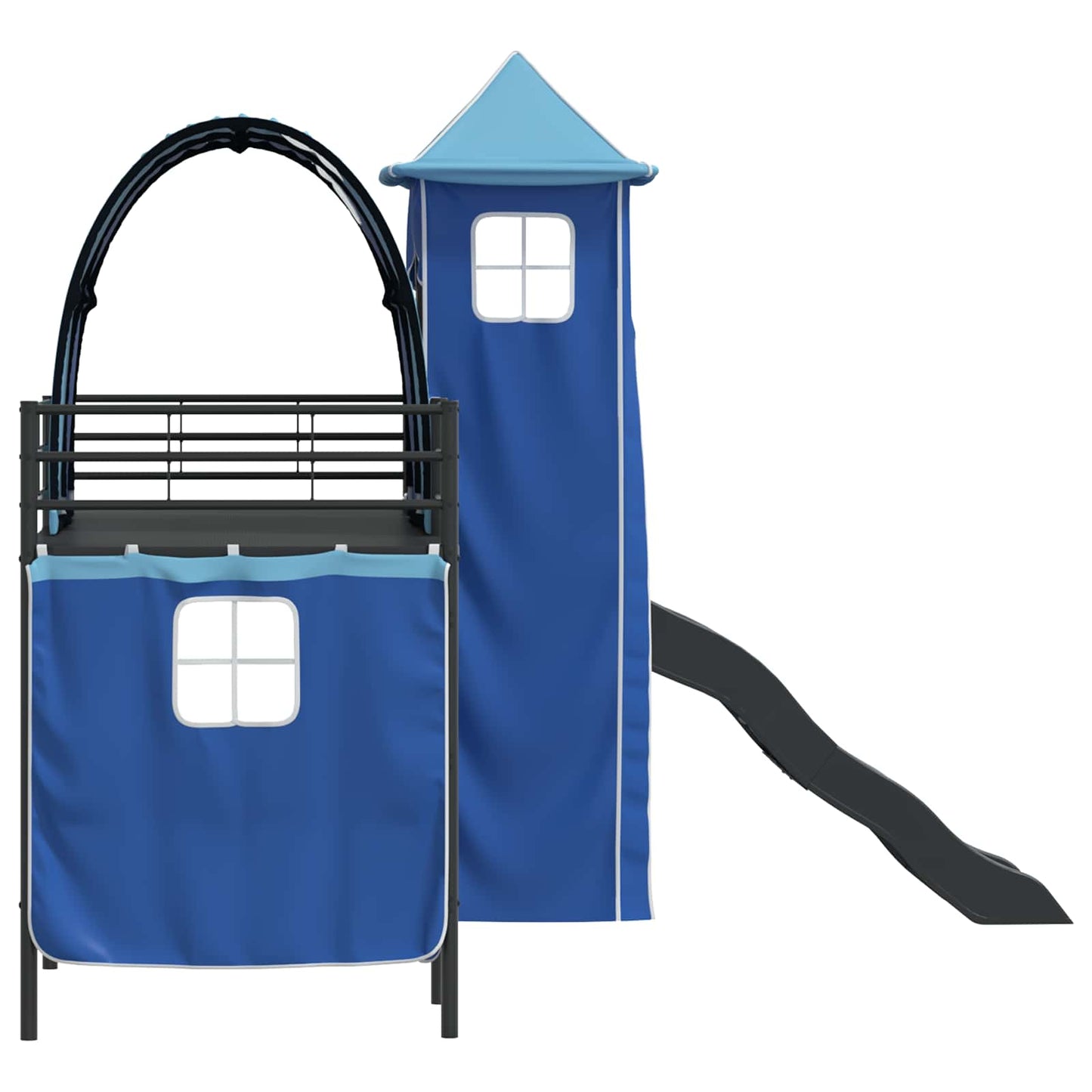 Gyerekek Loft Ágykerete Egyszínű Fekete és Kék 75 x 190 cm Fém
