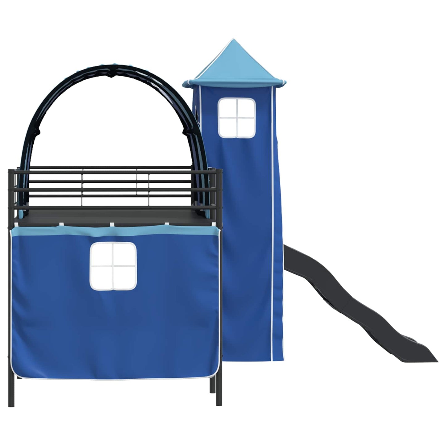 Gyerekek Loft Ágykerete Egyszínű Fekete és Kék 80 x 200 cm Fém