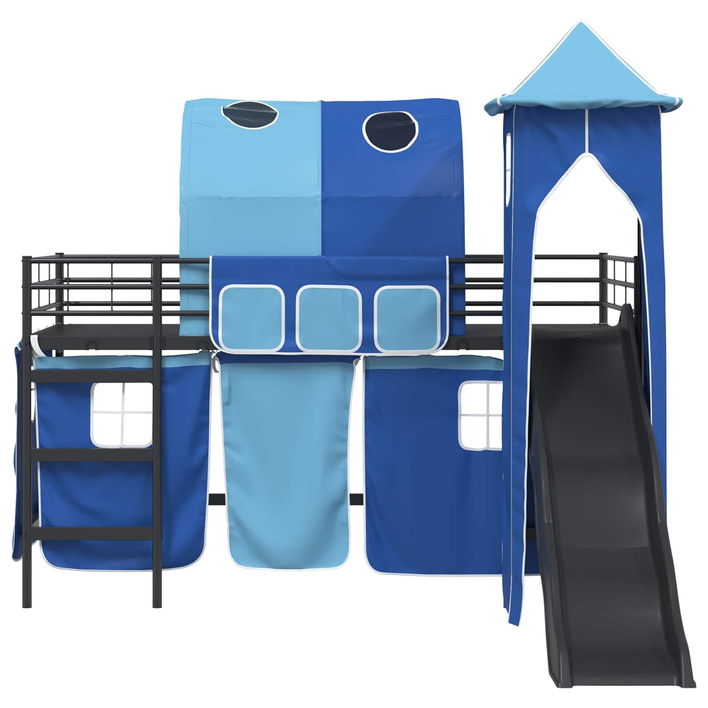Gyerekek Loft Ágykerete Egyszínű Fekete és Kék 107 x 203 cm Fém