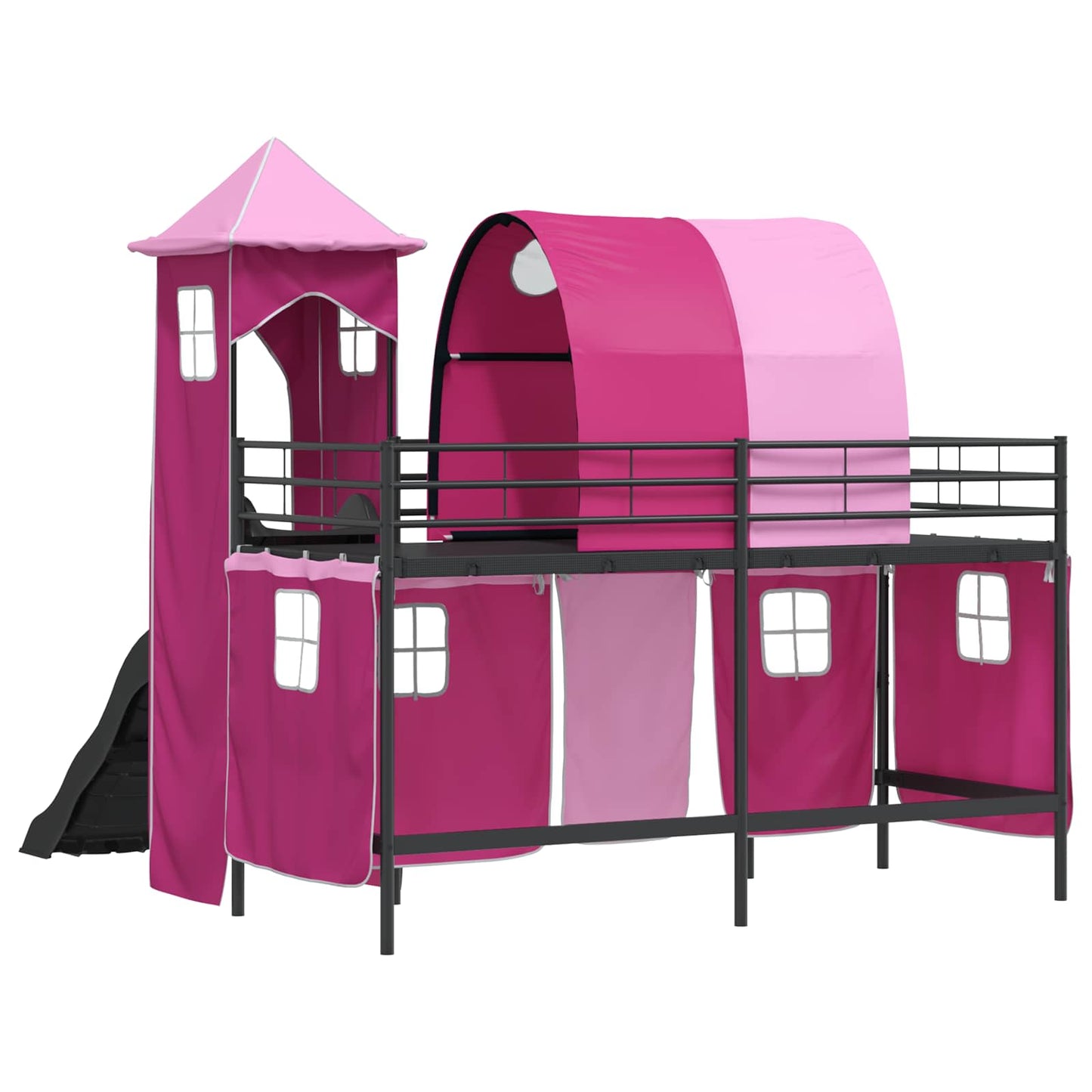 Gyerekek Loft Ágykerete Fekete és Rózsaszín 75 x 190 cm Fém