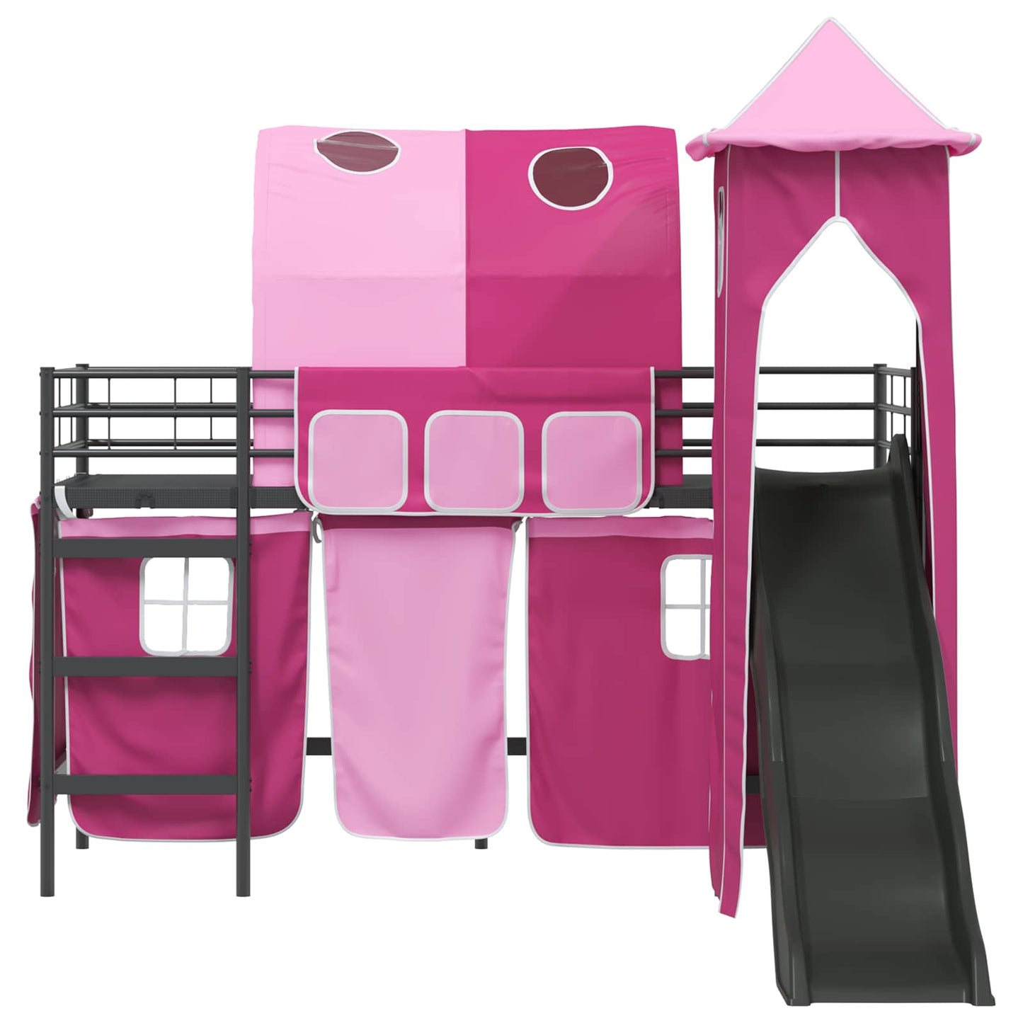 Gyerekek Loft Ágykerete Fekete és Rózsaszín 75 x 190 cm Fém