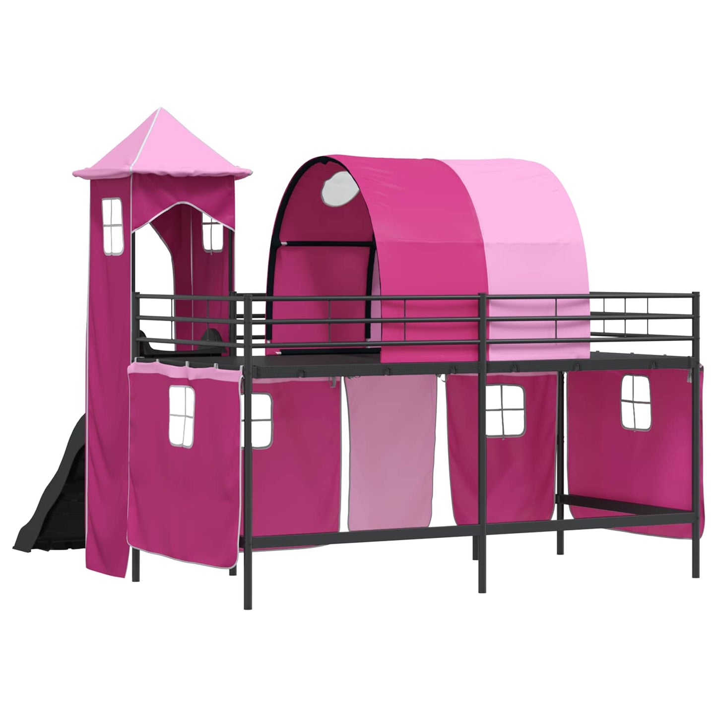 Gyerekek Loft Ágykerete Fekete és Rózsaszín 80 x 200 cm Fém
