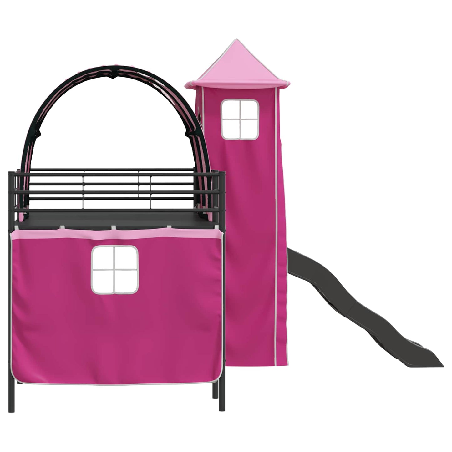 Gyerekek Loft Ágykerete Fekete és Rózsaszín 100 x 200 cm Fém