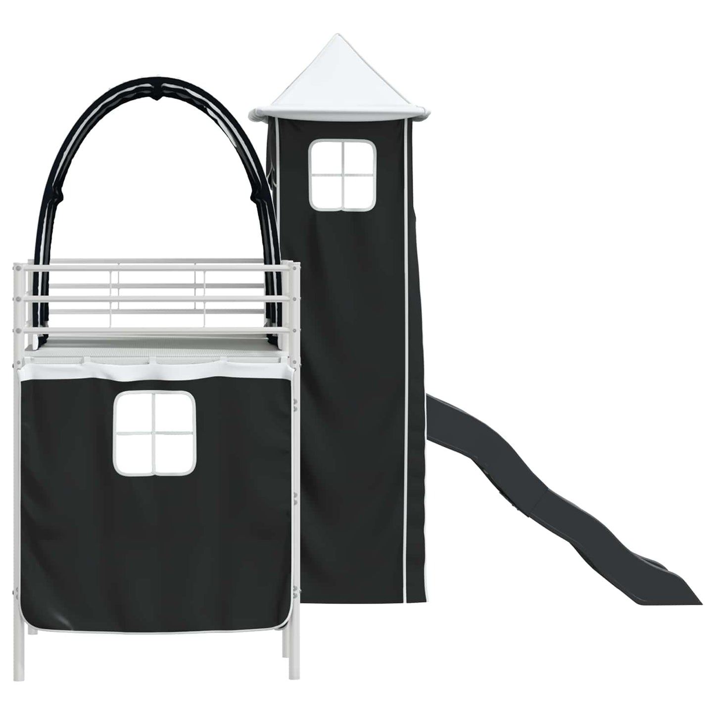 Gyerekek Loft Ágykerete Fehér és Fekete 75 x 190 cm Fém