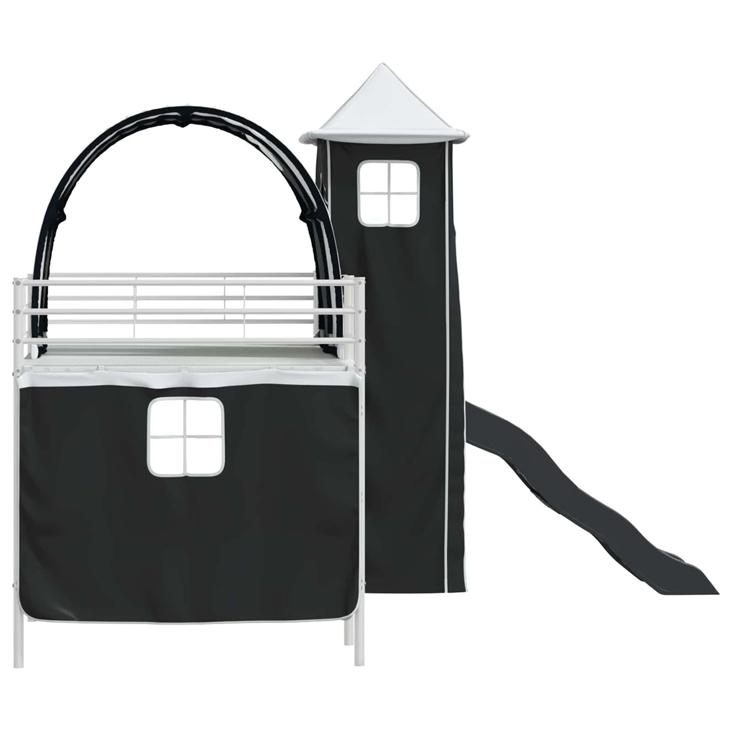 Gyerekek Loft Ágykerete Fehér és Fekete 107 x 203 cm Fém