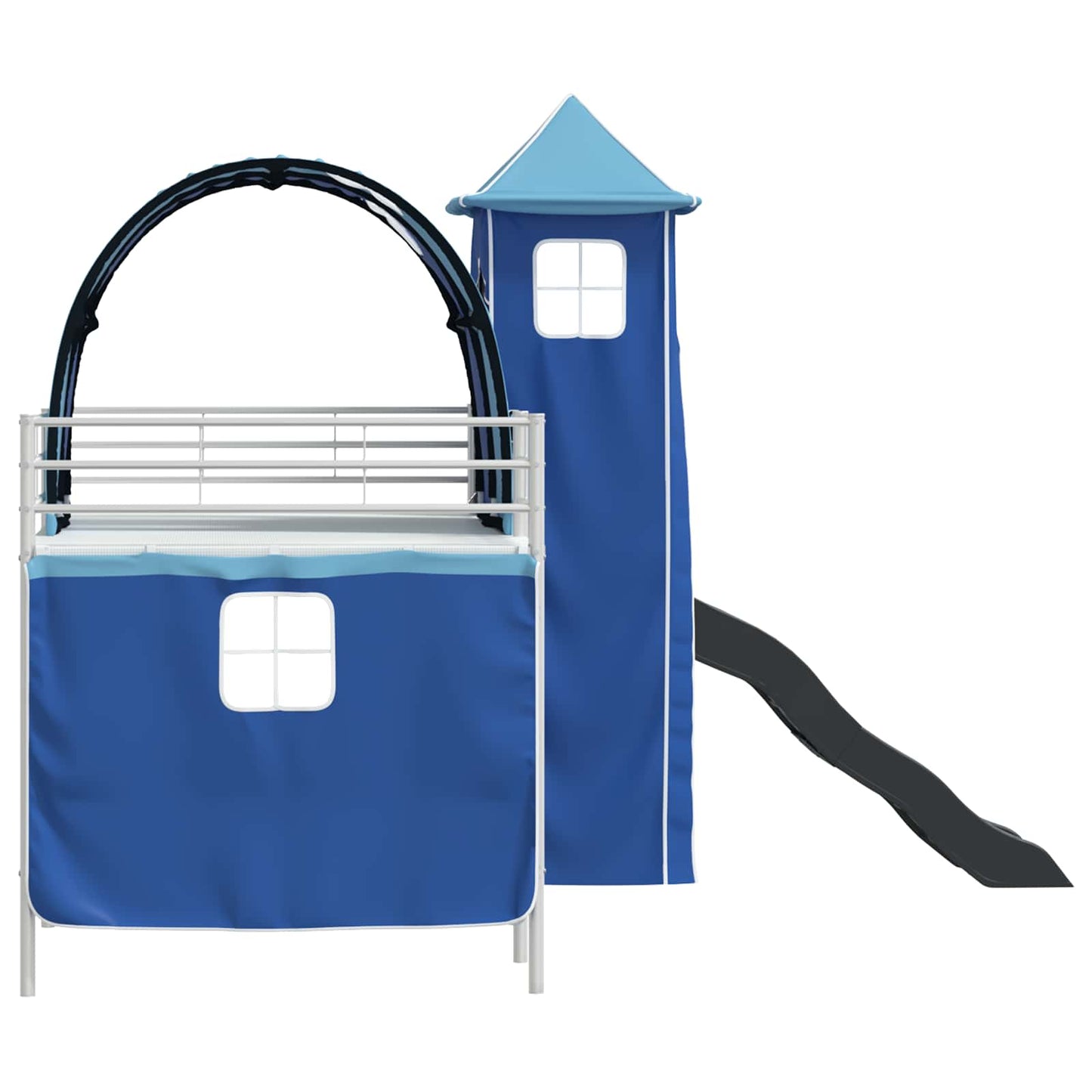 Gyerekek Loft Ágykerete Egyszínű Fehér és Kék 107 x 203 cm Fém