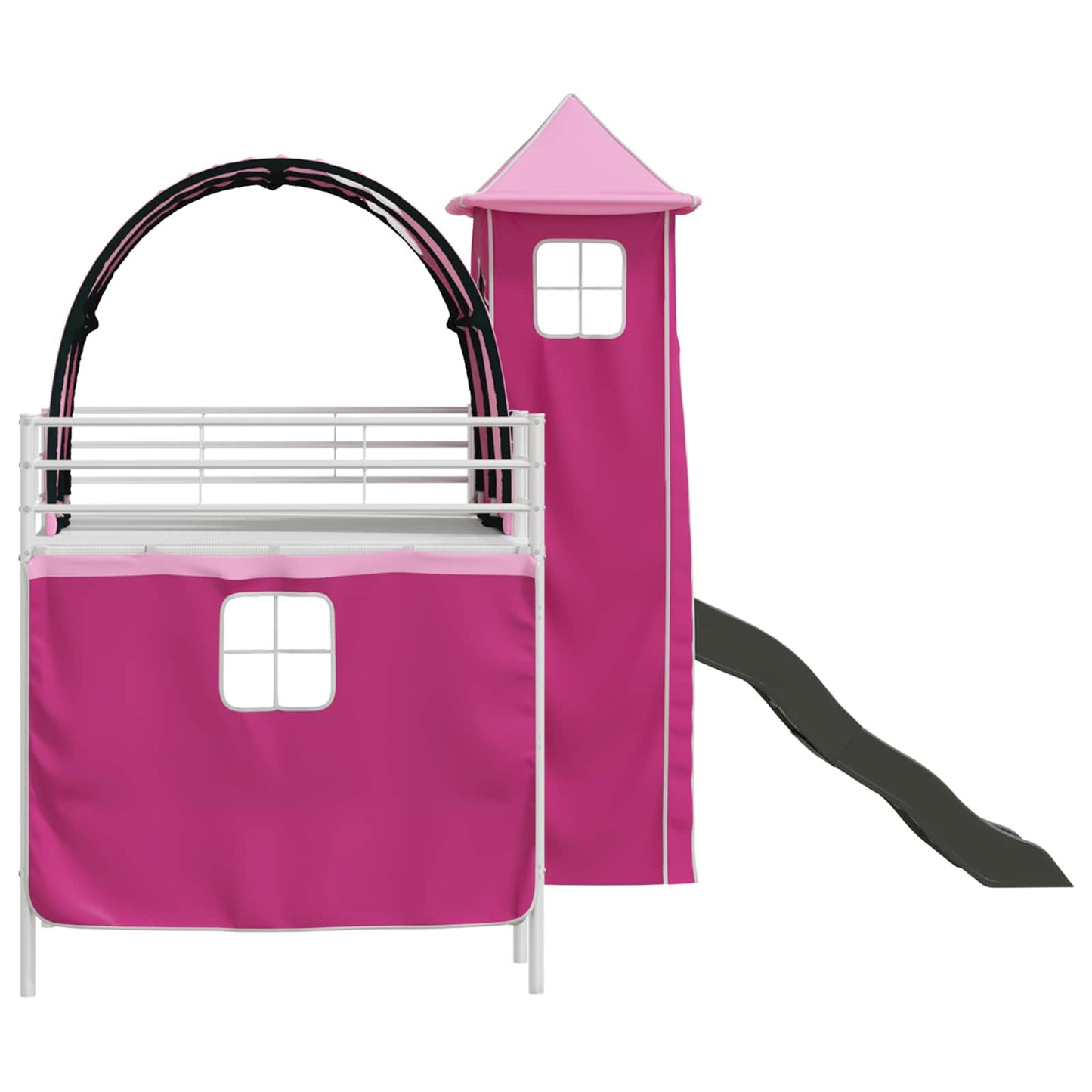 Gyerekek Loft Ágykerete Fehér és Rózsaszín 90 x 200 cm Fém