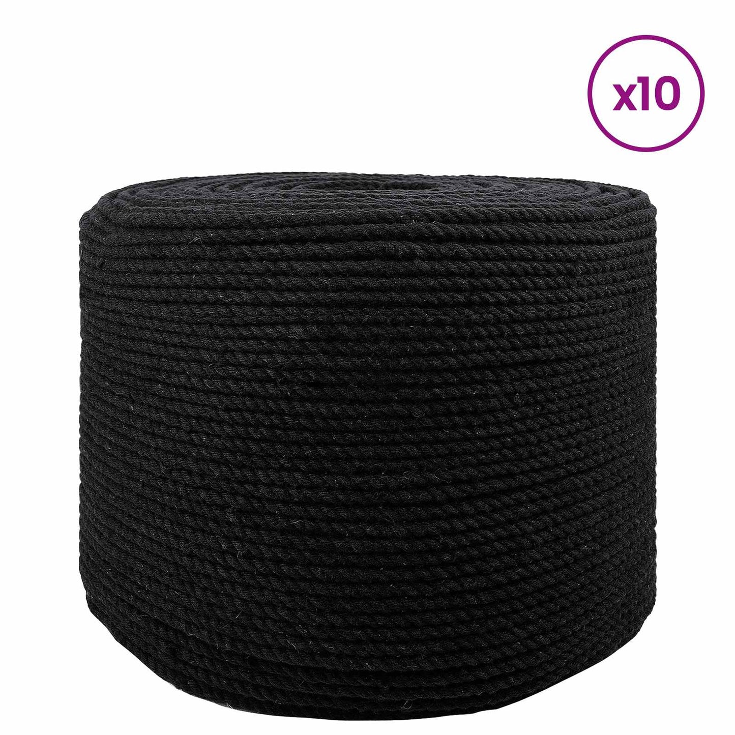 Pamut Zsinór 10 db 2 mm 100 m Fekete 100% Pamut