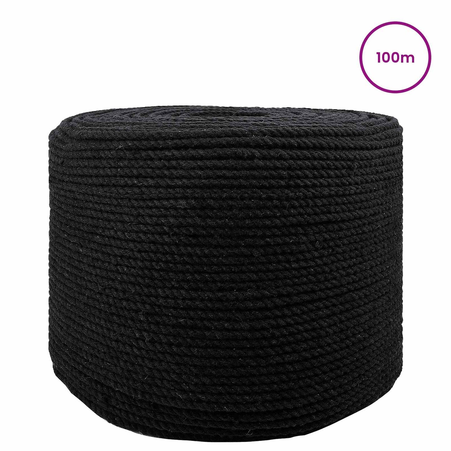 Pamut Kötél 8 mm 100 m Fekete 100% Pamut
