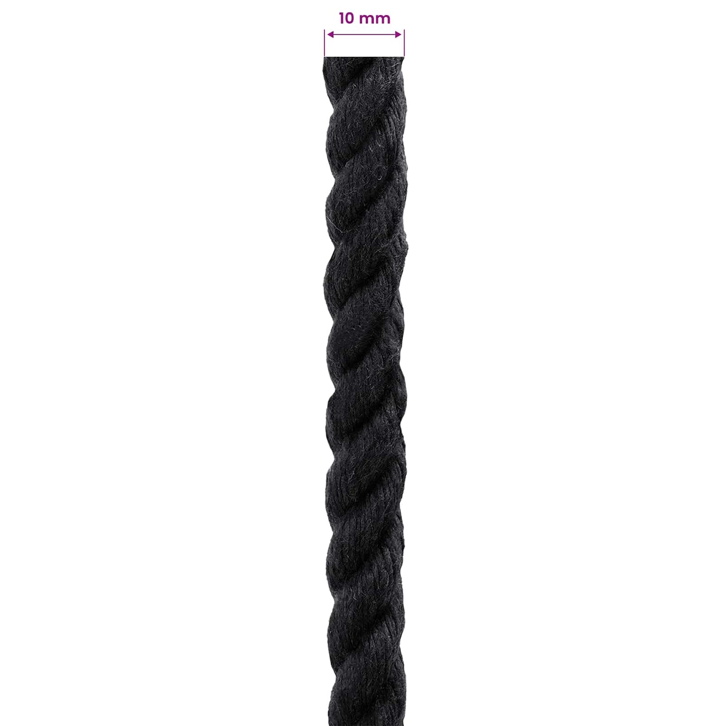 Pamut Kötél 10 mm 25 m Fekete 100% Pamut