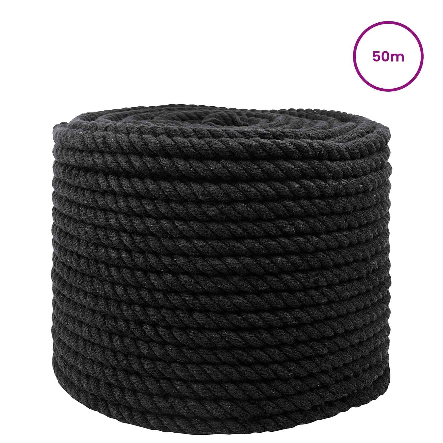 Pamut Kötél 12 mm 50 m Fekete 100% Pamut