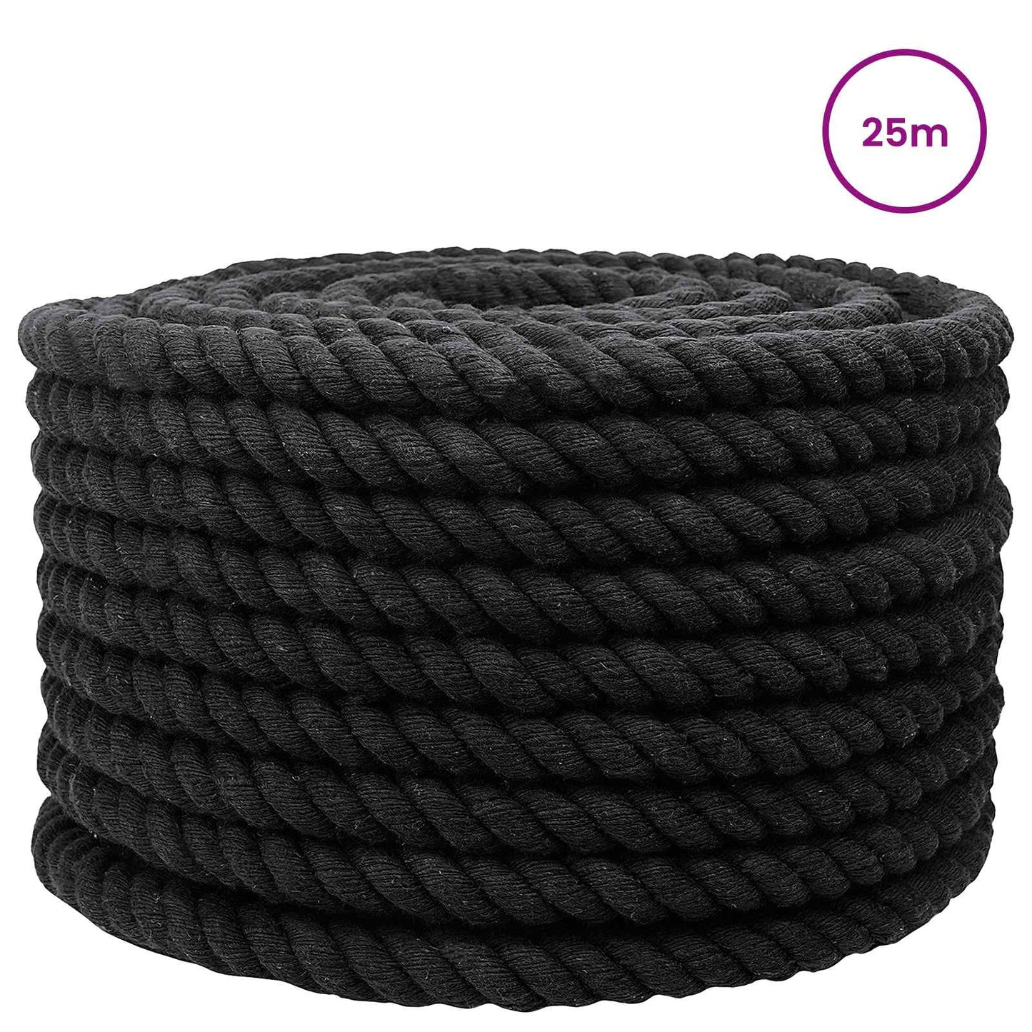 Pamut Kötél 16 mm 25 m Fekete 100% Pamut
