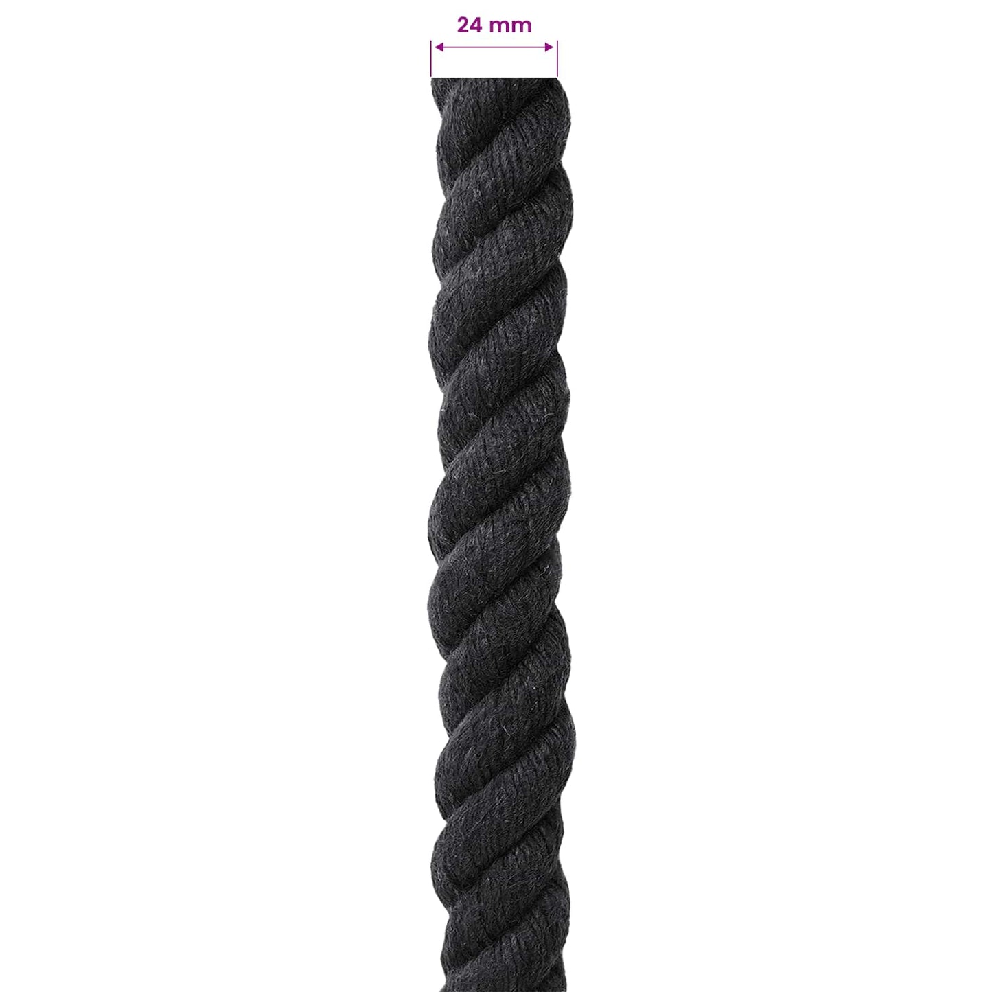 Pamut Kötél 24 mm 25 m Fekete 100% Pamut