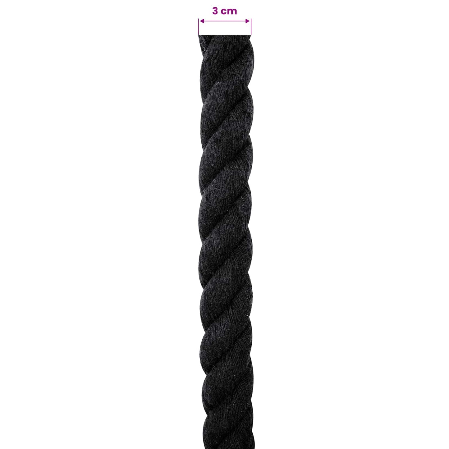 Pamut Kötél 30 mm 10 m Fekete 100% Pamut