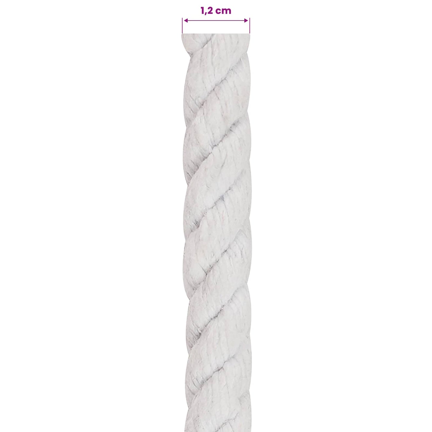 Pamut Kötél 12 mm 250 m Fehér 100% Pamut