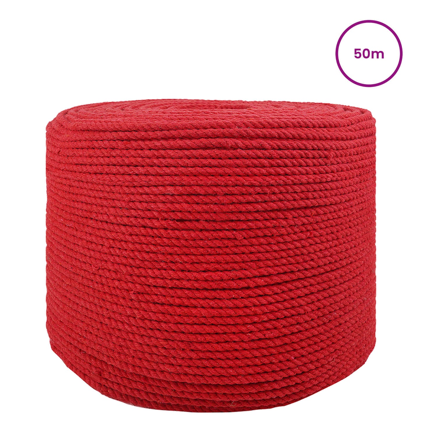 Pamut Zsinór 4 mm 50 m Piros 100% Pamut