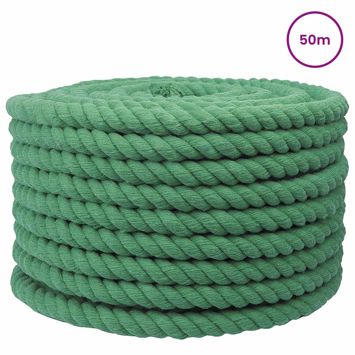 Pamut Kötél 20 mm 50 m Zöld 100% Pamut
