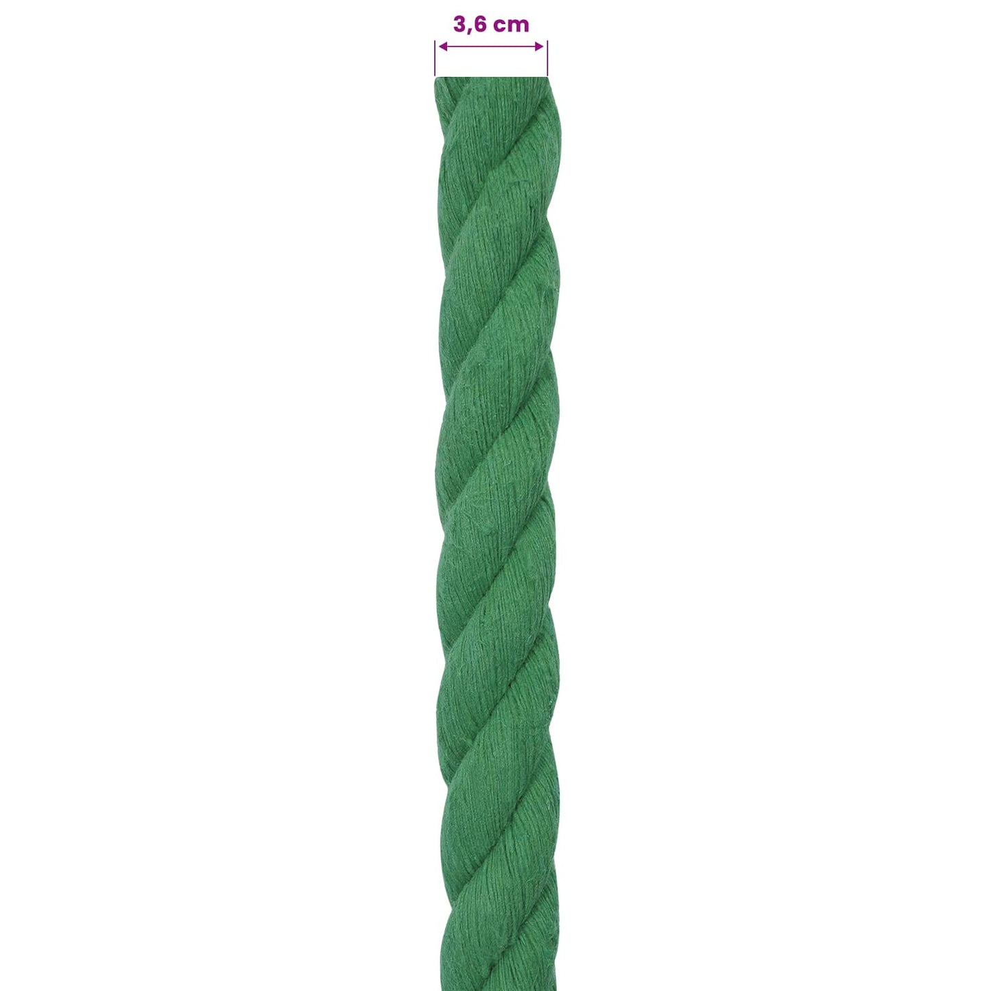 Pamut Kötél 36 mm 10 m Zöld 100% Pamut
