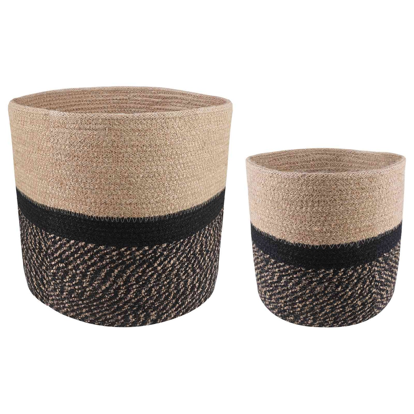 Növényi Cserép Készlet 2 db Természetes és Fekete Ø 28 x 28 cm