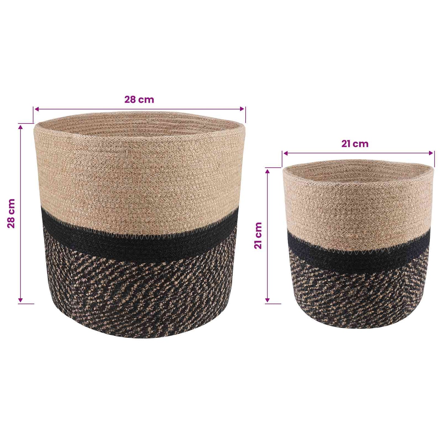 Növényi Cserép Készlet 2 db Természetes és Fekete Ø 28 x 28 cm