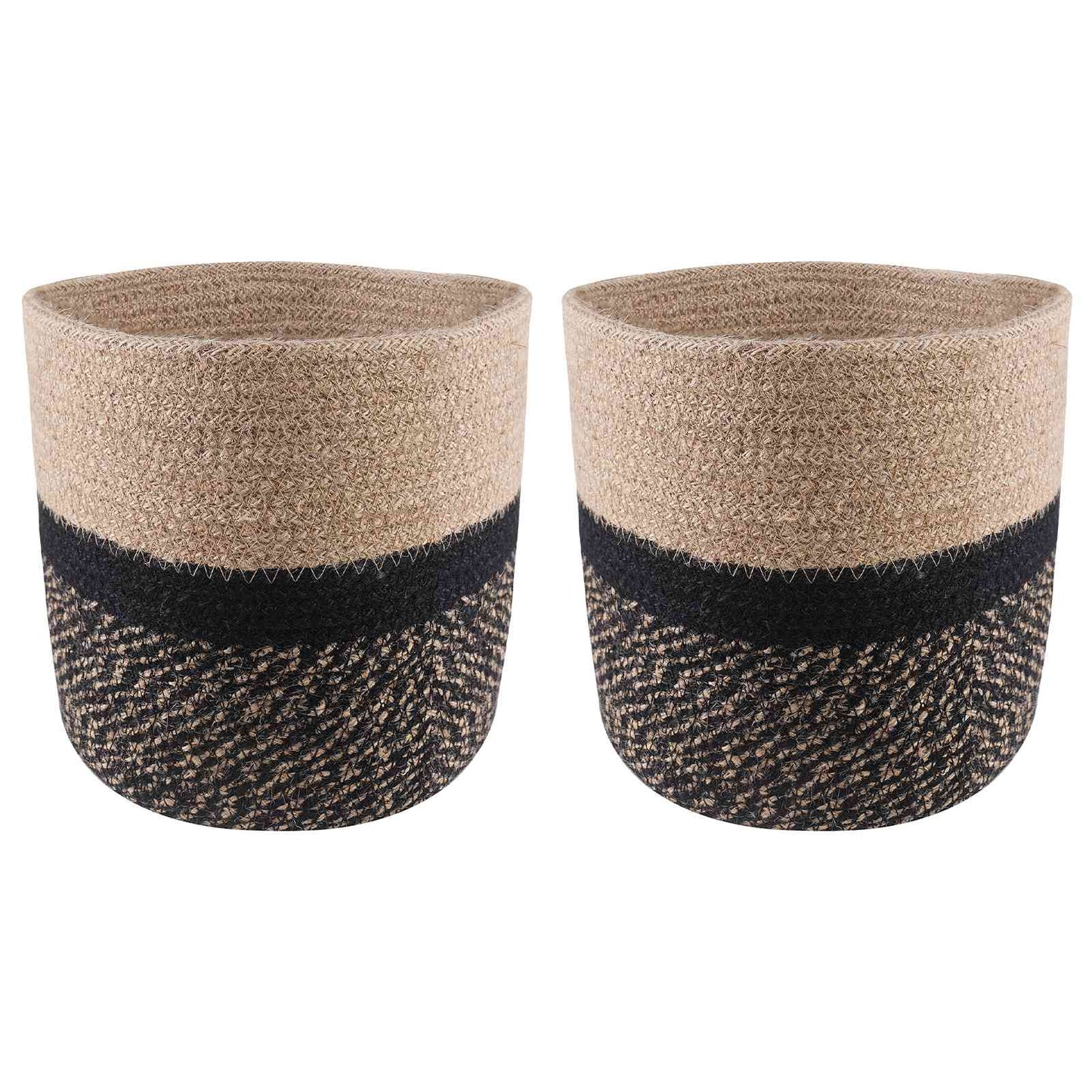 Növényi Cserép Készlet 2 db Természetes és Fekete Ø 21 x 21 cm