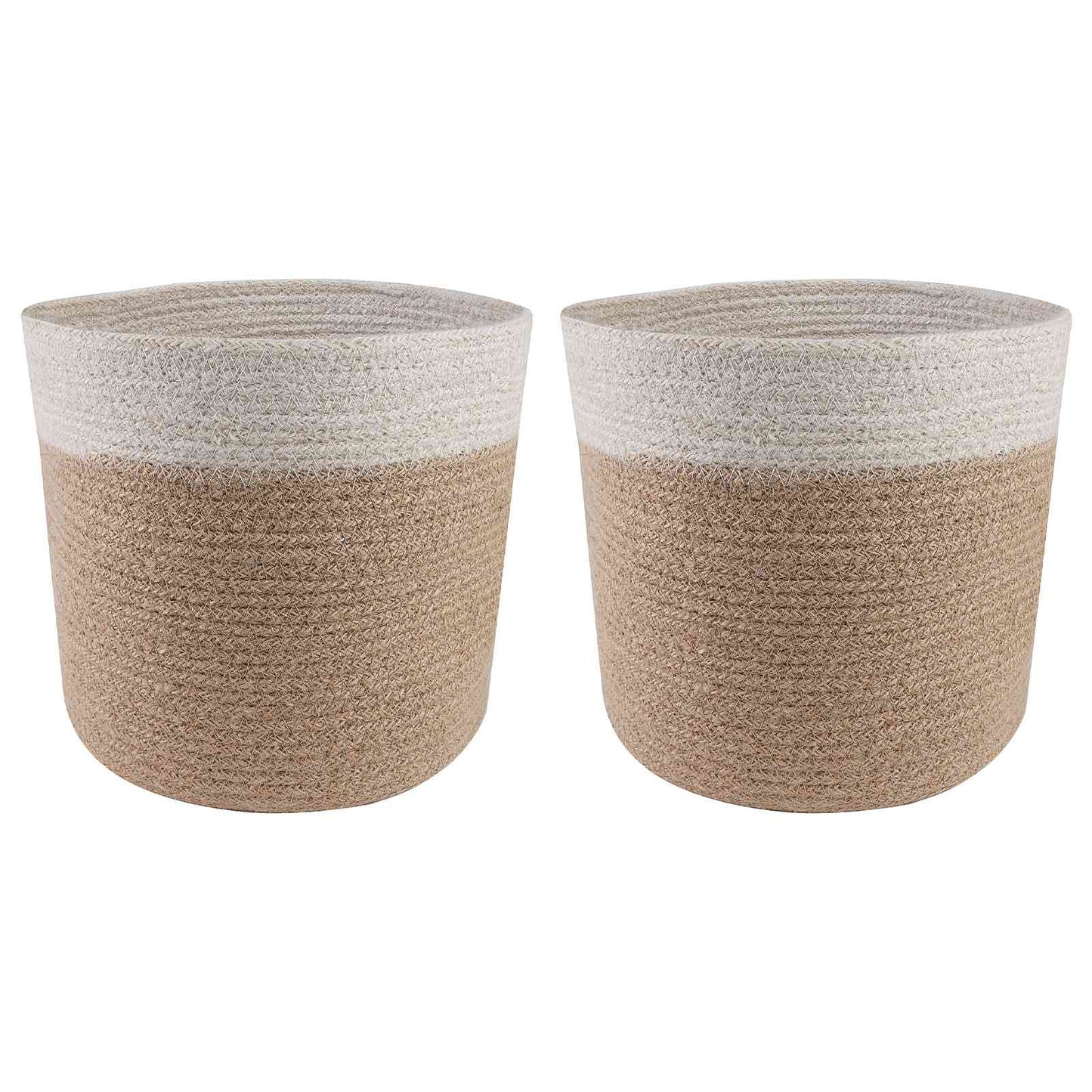 Növényi Cserép Készlet 2 db Természetes és Fehér Ø 21 x 21 cm