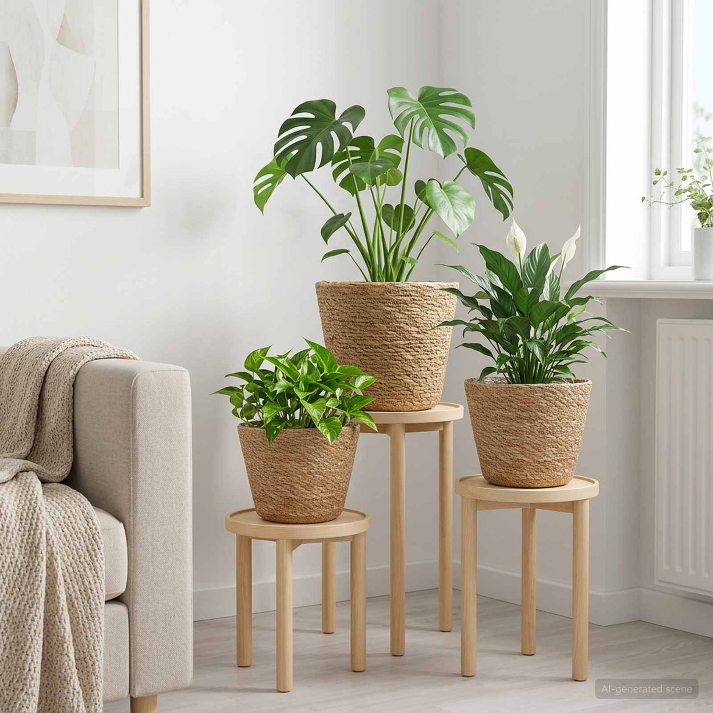3 db Természetes Ø26 x 19 cm 100% Tengeri fű