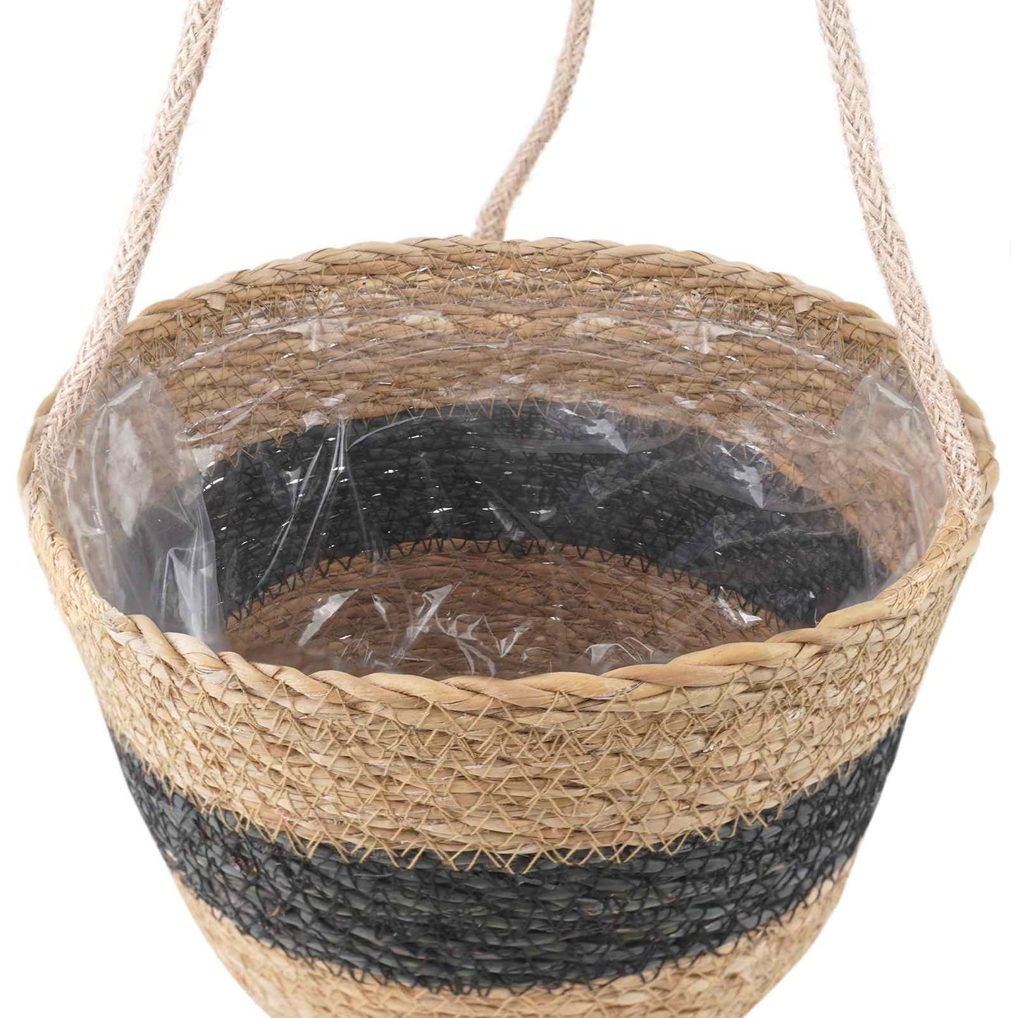 3 db Természetes és Fekete Ø26 x 19 cm 100% Tengeri fű