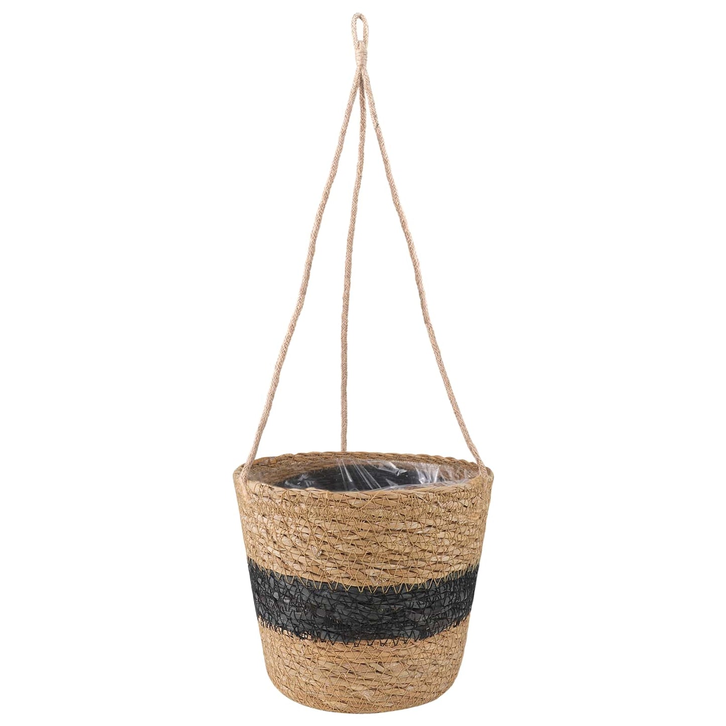 3 db Természetes és Fekete Ø26 x 19 cm 100% Tengeri fű