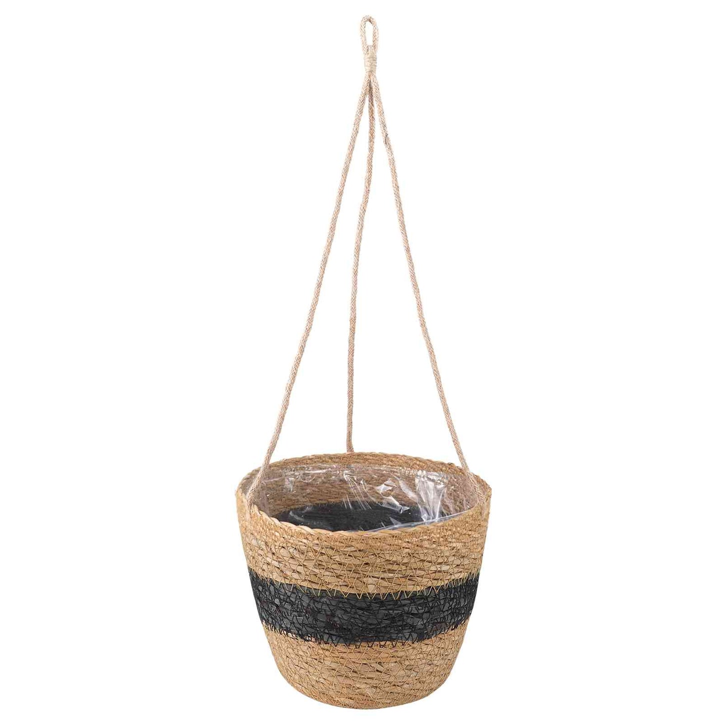 3 db Természetes és Fekete Ø26 x 19 cm 100% Tengeri fű