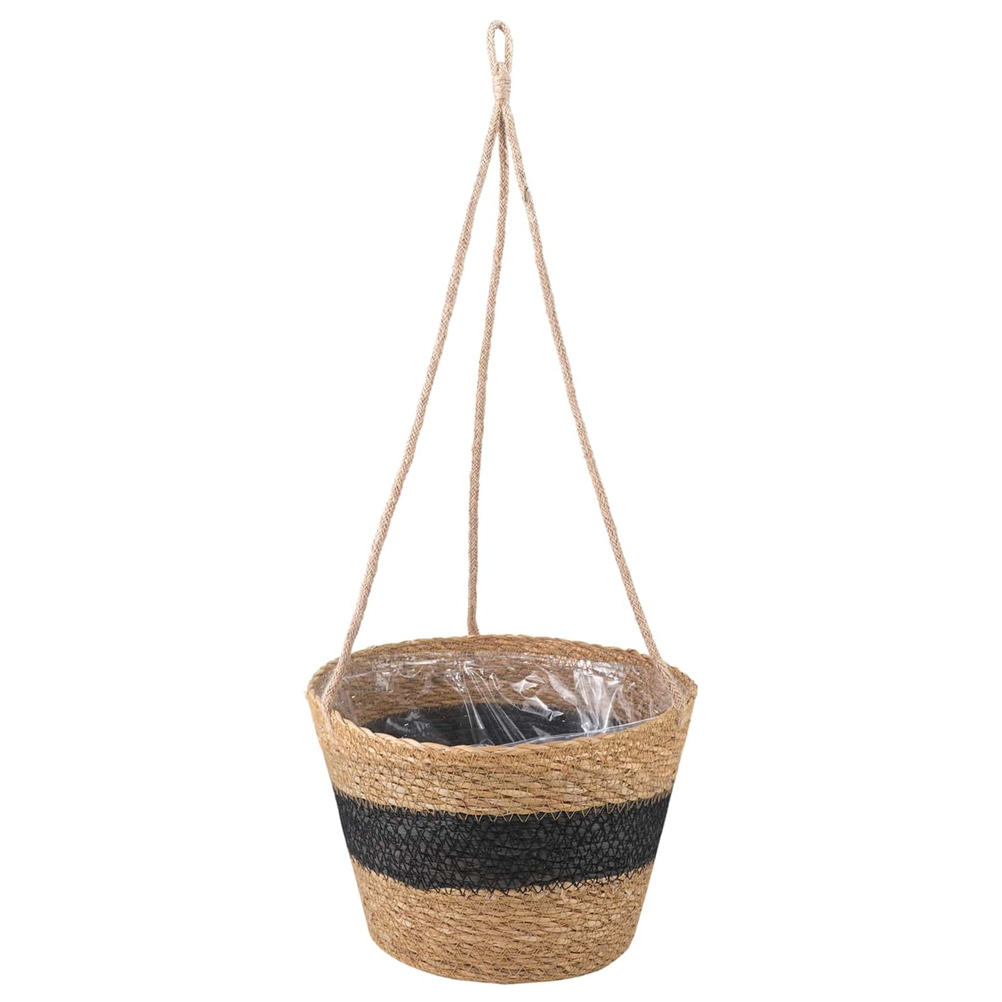 3 db Természetes és Fekete Ø26 x 19 cm 100% Tengeri fű