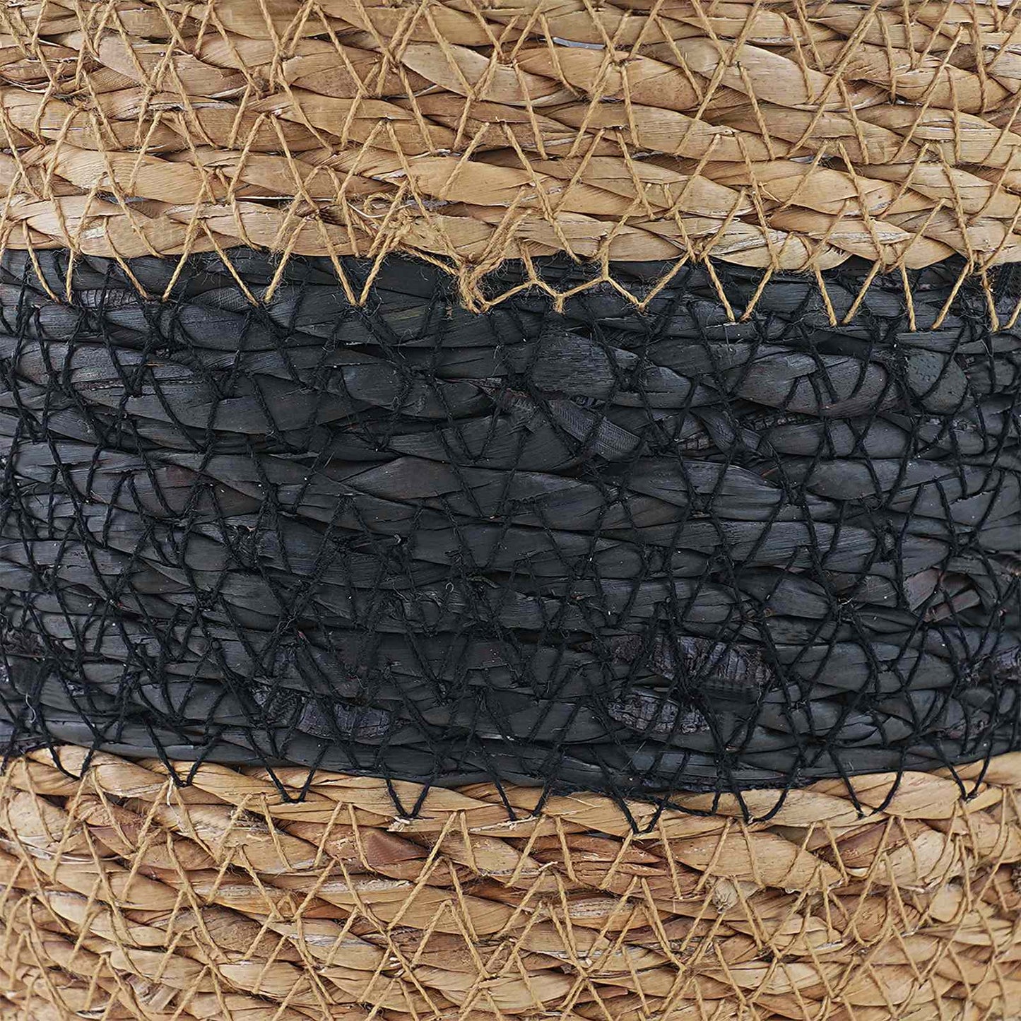 3 db Természetes és Fekete Ø26 x 19 cm 100% Tengeri fű