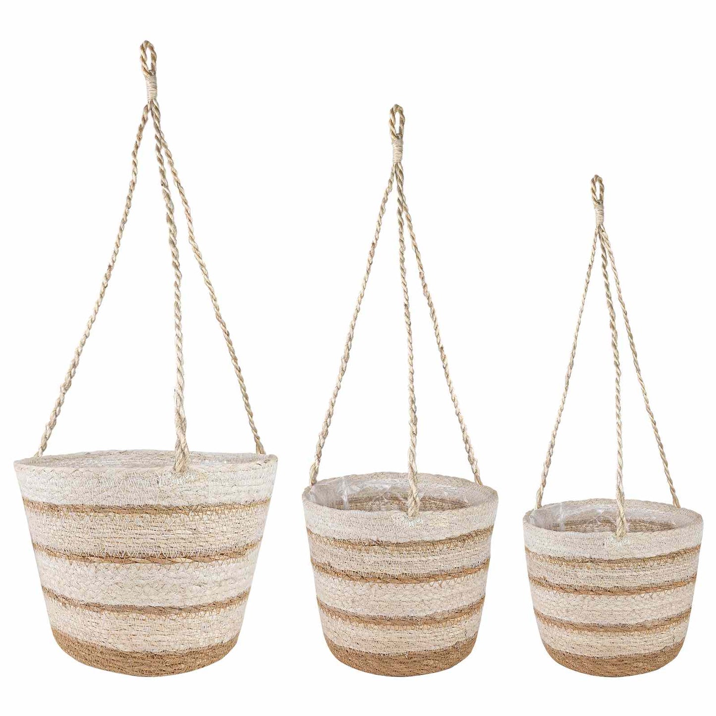 3 db Természetes, Fehér és Bézs Ø26 x 19 cm 100% Tengeri fű