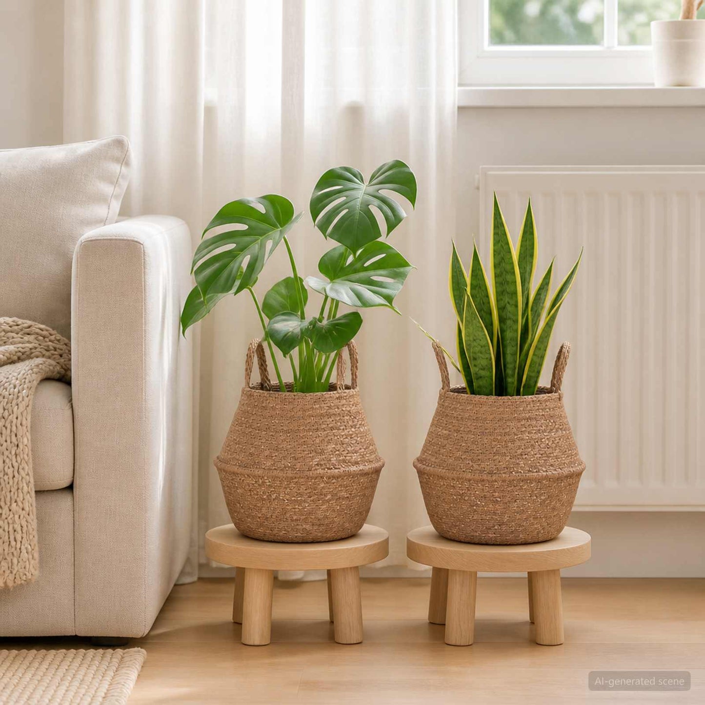 Kézi növényedény 2 db Természetes Ø 22 x 20 cm 100% Tengeri fű