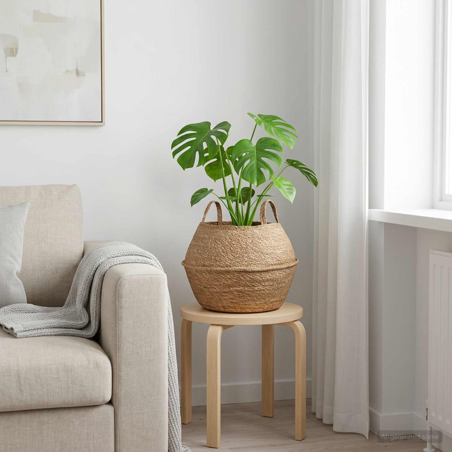 Kézi növényedény Természetes Ø 45 x 36 cm 100% Tengeri fű