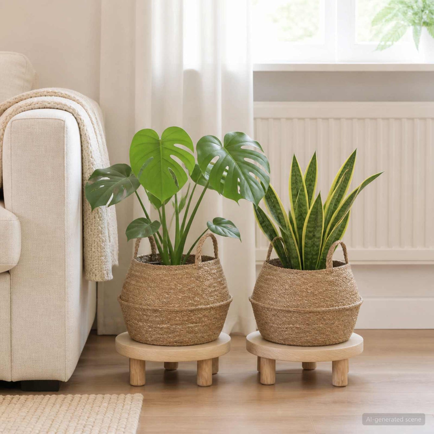 Kézi növényedény 2 db Természetes Ø 45 x 36 cm 100% Tengeri fű