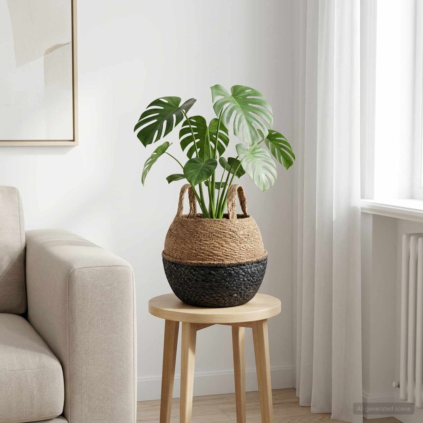 Kézi növényedény Fekete Ø 22 x 20 cm 100% Tengeri fű