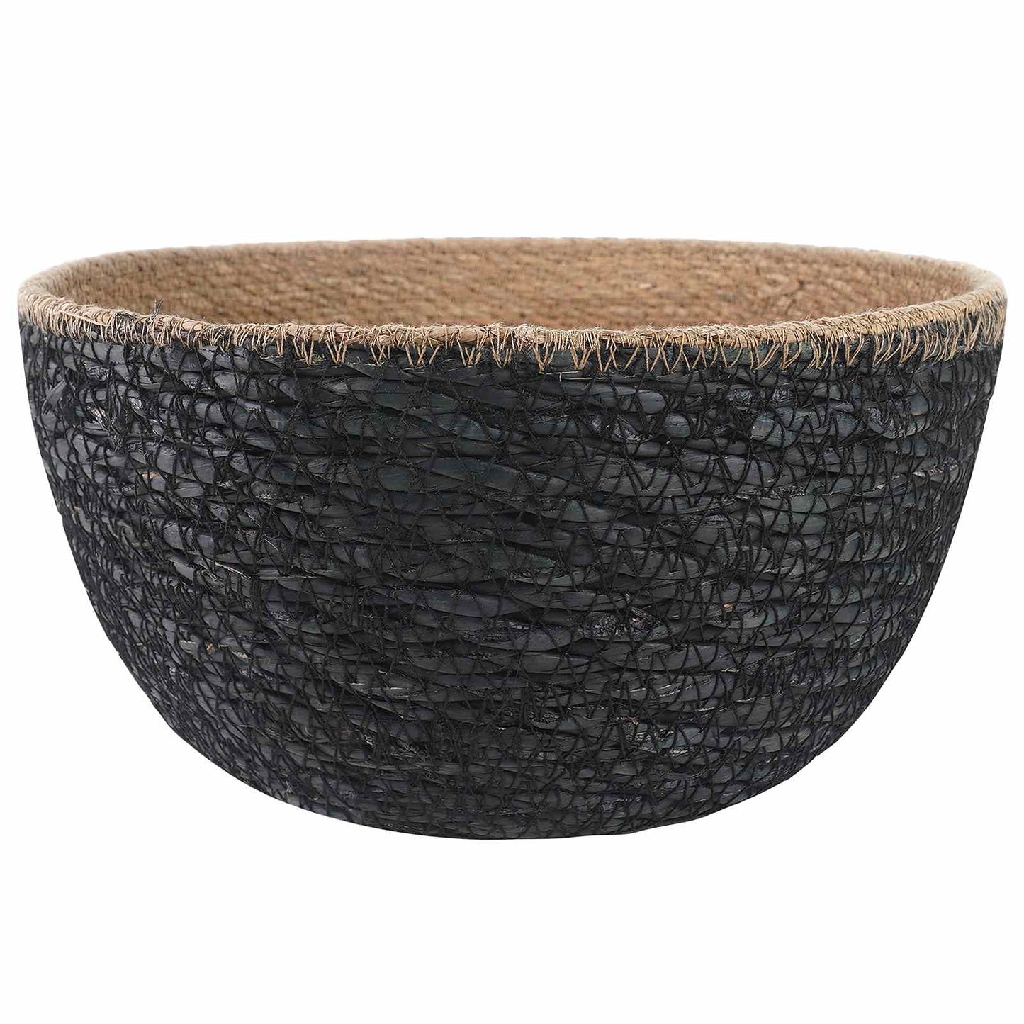 Kézi növényedény 2 db Fekete Ø 22 x 20 cm 100% Tengeri fű