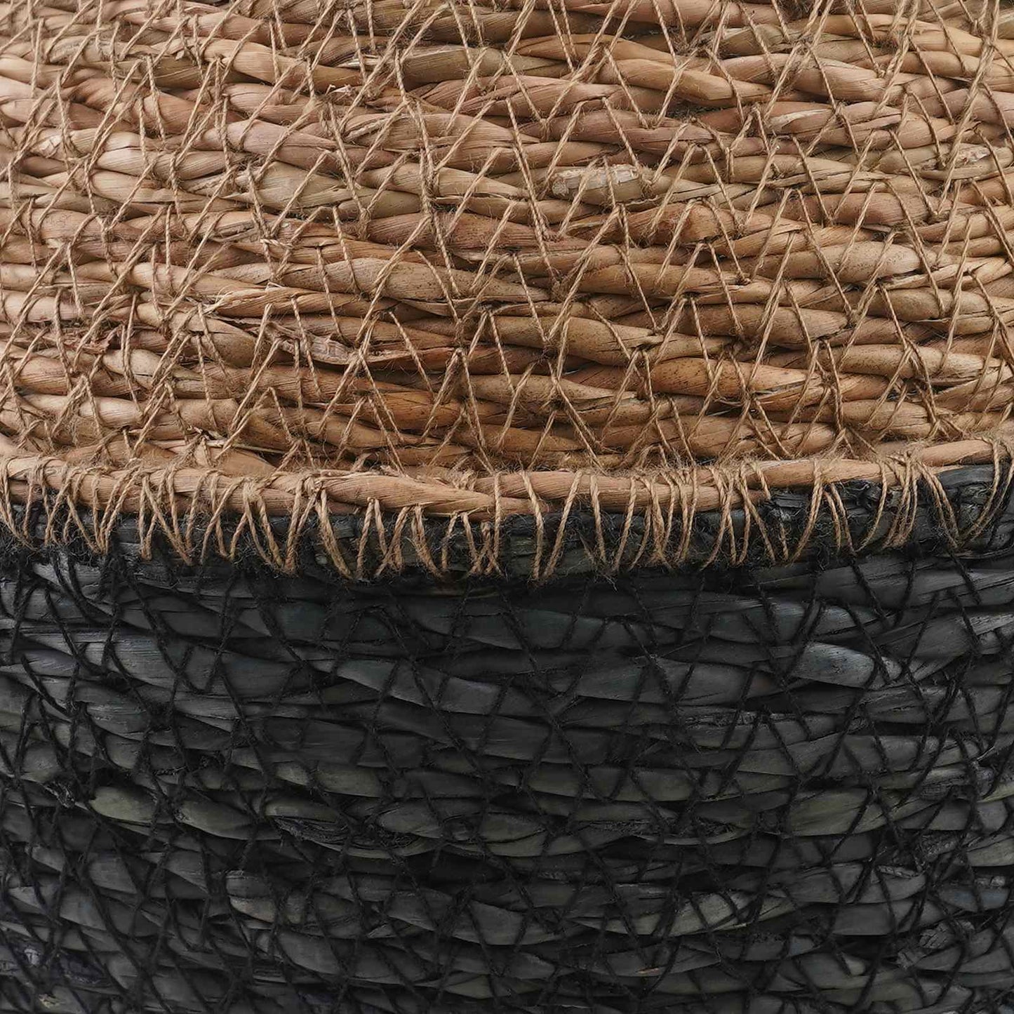 Kézi növényedény 2 db Fekete Ø 22 x 20 cm 100% Tengeri fű