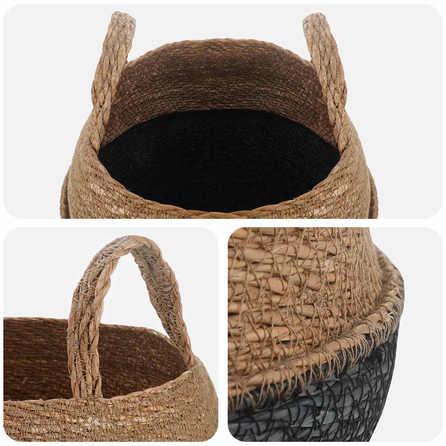 Kézi növényedény Fekete Ø 32 x 32 cm 100% Tengeri fű