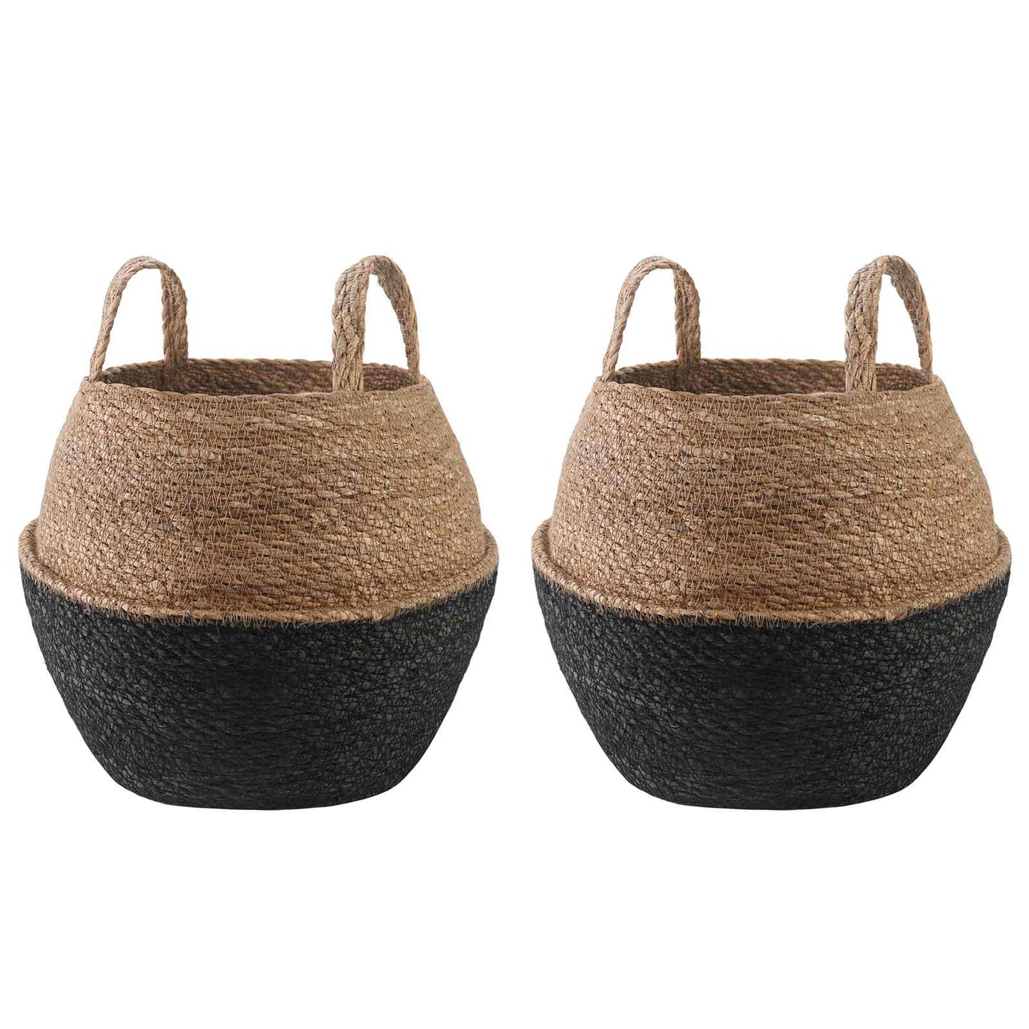 Kézi növényedény 2 db Fekete Ø 32 x 32 cm 100% Tengeri fű