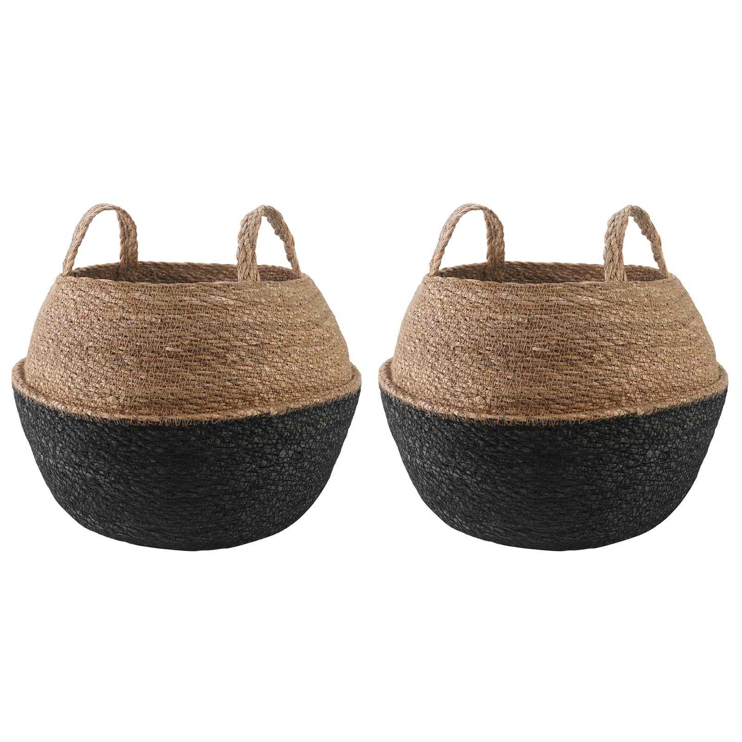 Kézi növényedény 2 db Fekete Ø 45 x 36 cm 100% Tengeri fű