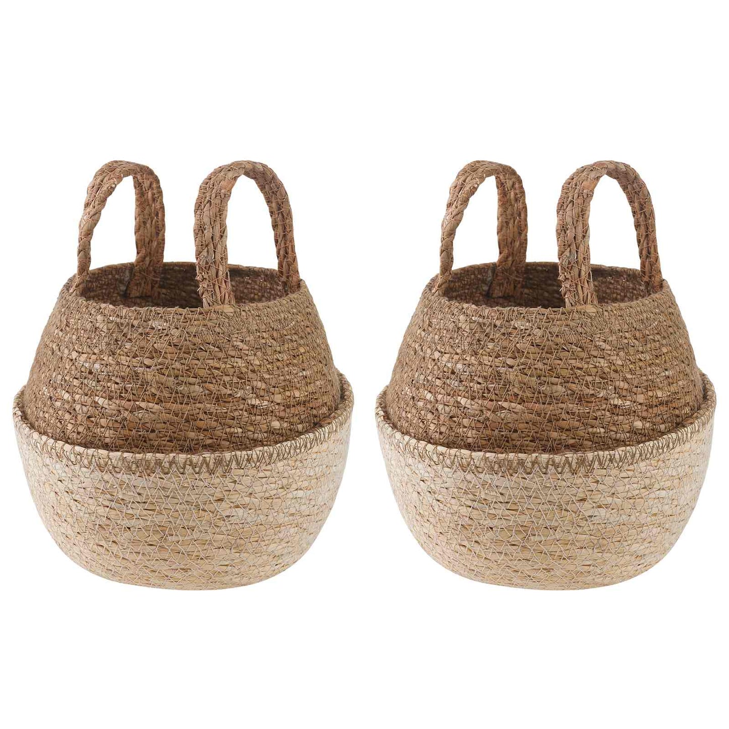 Kézi növényedény 2 db Fehér Ø 22 x 20 cm 100% Tengeri fű