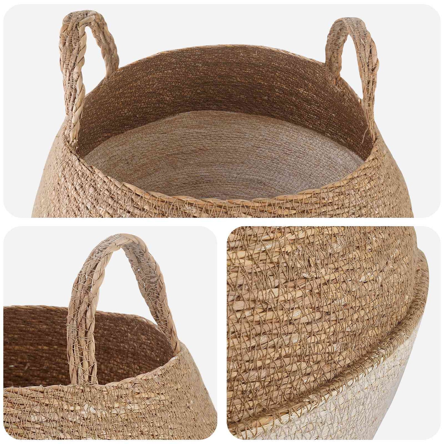 Kézi növényedény Fehér Ø 32 x 32 cm 100% Tengeri fű