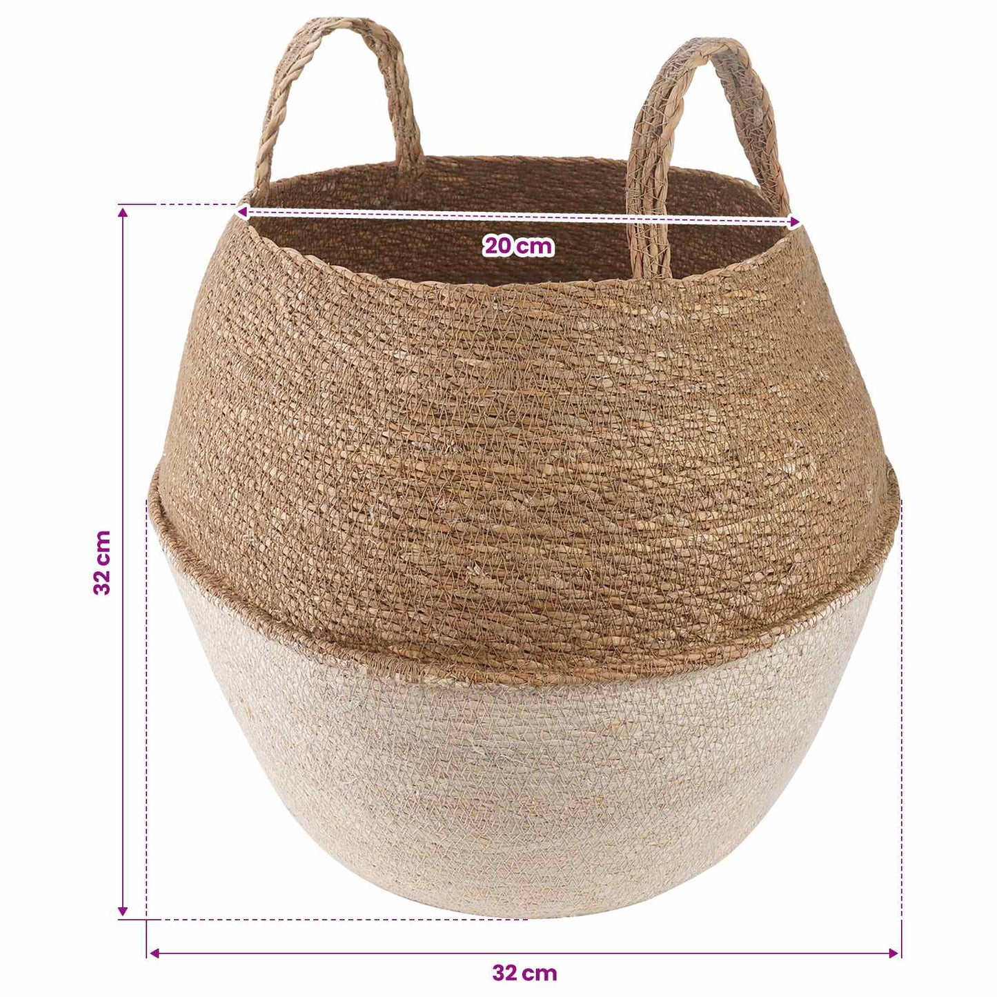 Kézi növényedény Fehér Ø 32 x 32 cm 100% Tengeri fű