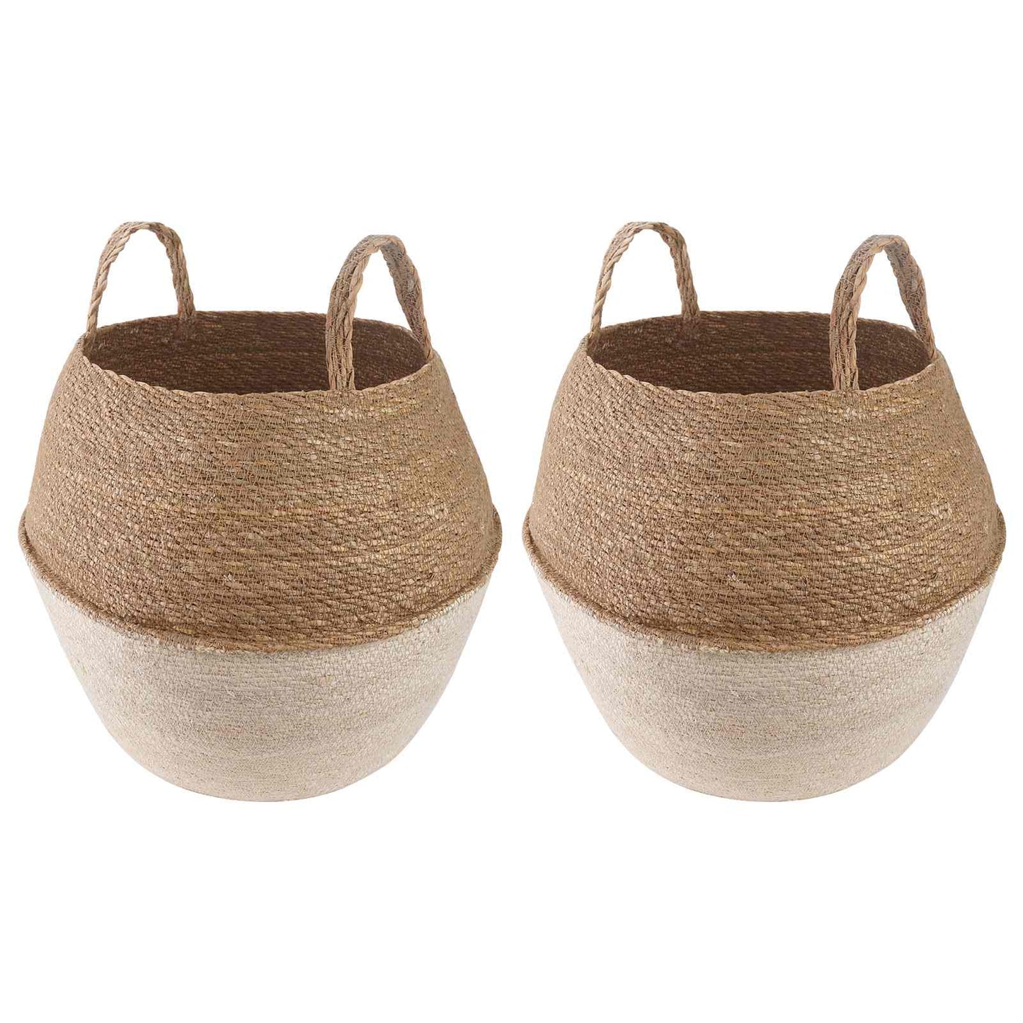 Kézi növényedény 2 db Fehér Ø 32 x 32 cm 100% Tengeri fű